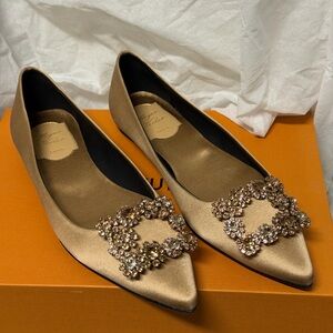 Roger Vivier SILK FLOWER STRASS Crystal ballet flats women's 37 EU